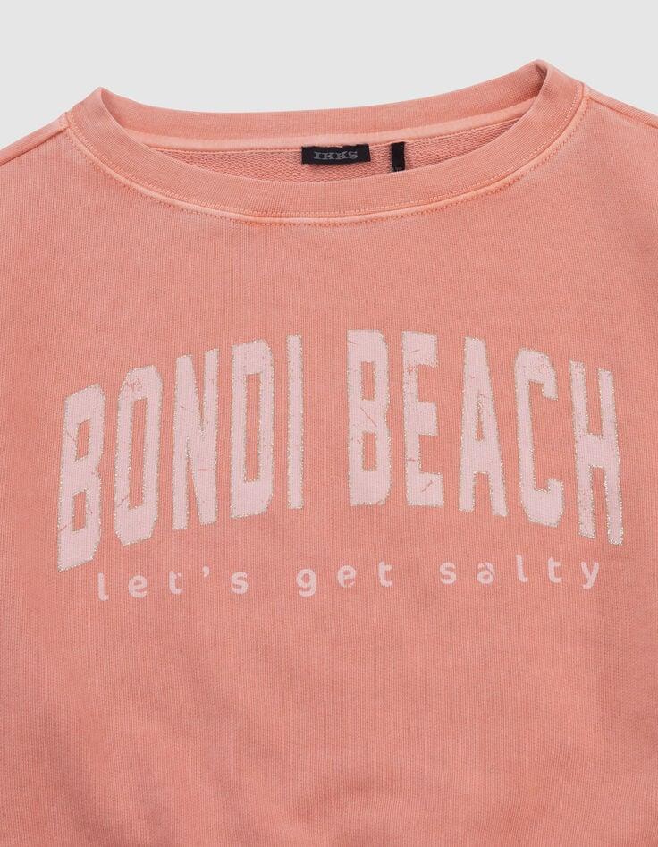 Ikks Sweat Orange Cropped Message Pailleté Fille