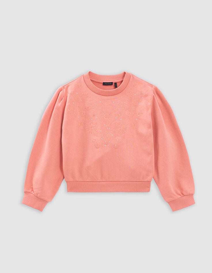 Ikks Sweat Rose Décor Broderies Et Oeillets Fille