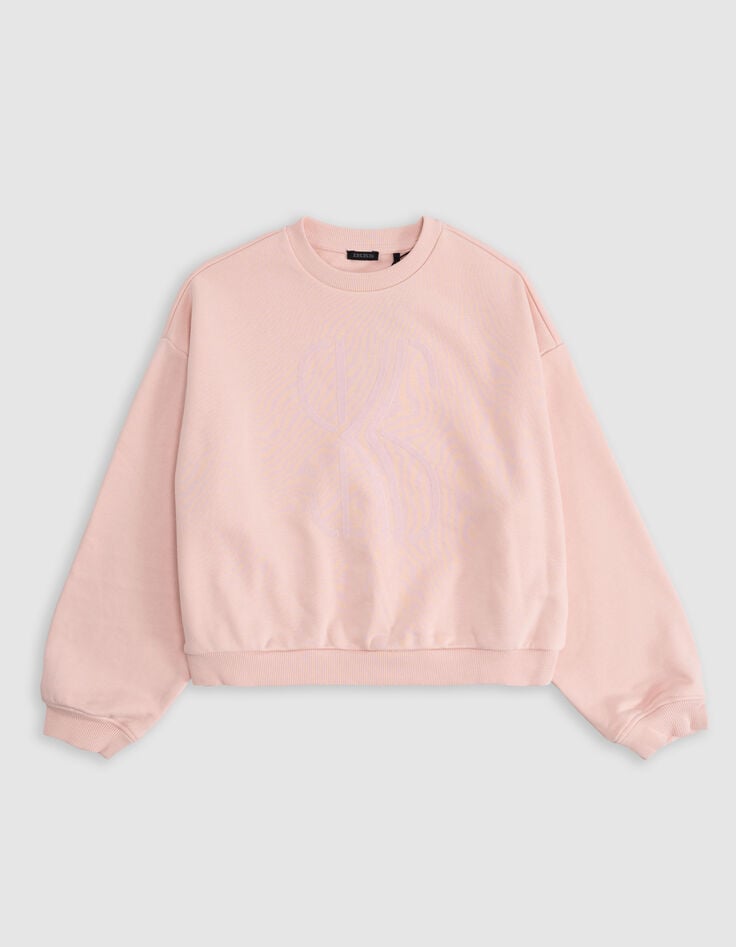 Ikks Sweat Rose Monogramme Velours Fille