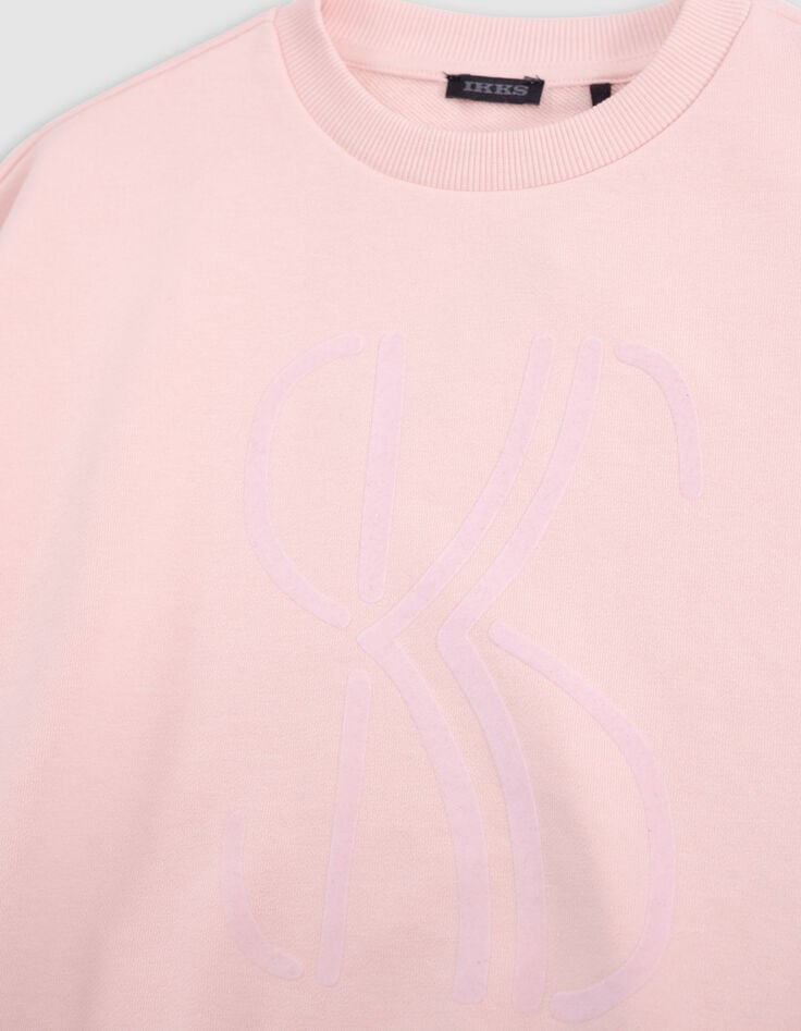 Ikks Sweat Rose Monogramme Velours Fille
