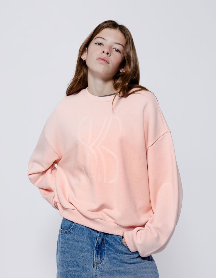ikks Sweat rose monogramme velours fille