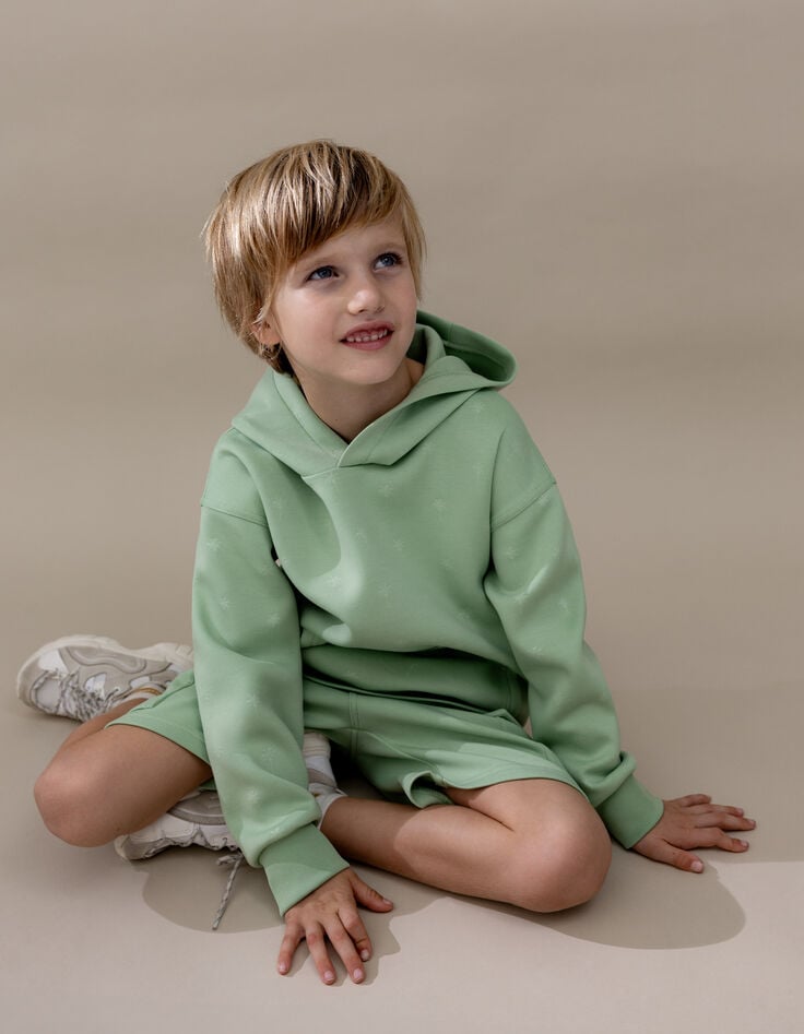 Ikks Sweat Vert à Capuche Motif Palmiers Garçon