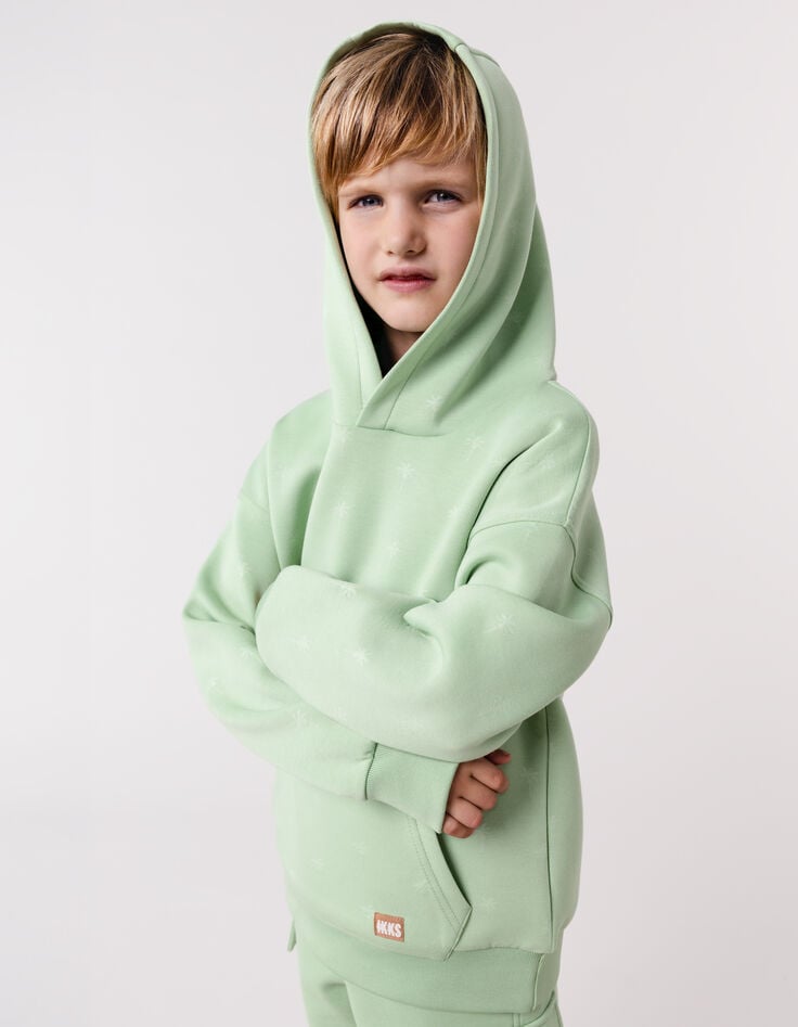 ikks Sweat vert à capuche motif palmiers garçon