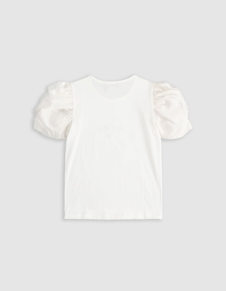 Ikks T-shirt Blanc Broderie IKKS Dorée Fille