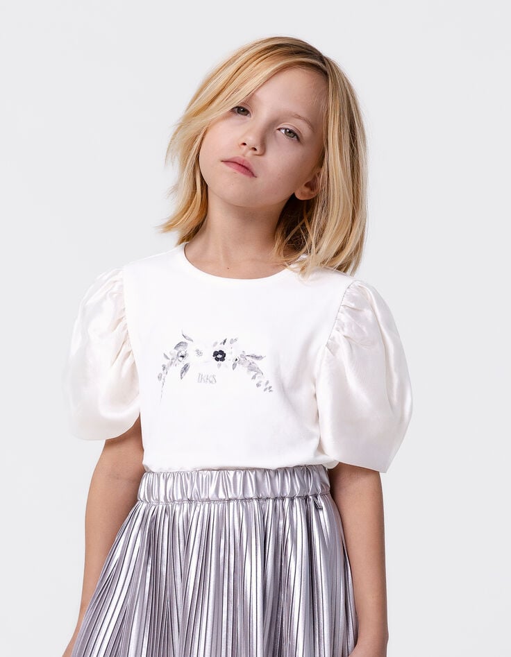 ikks T-shirt blanc broderie IKKS dorée fille
