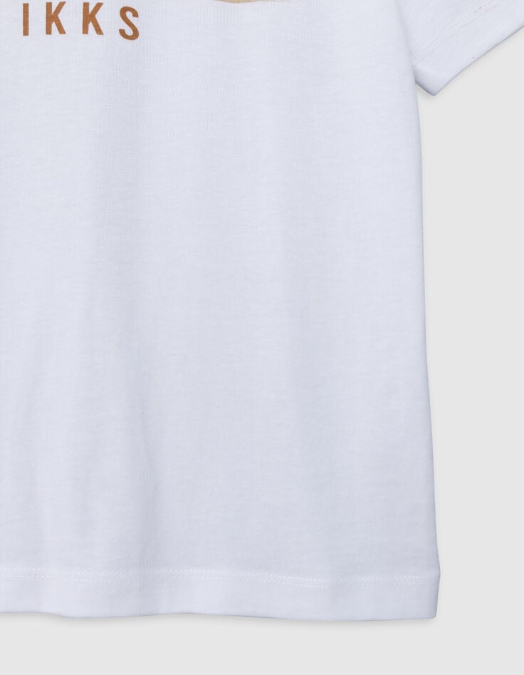 Ikks T-shirt Blanc Coton Bio à Message Garçon