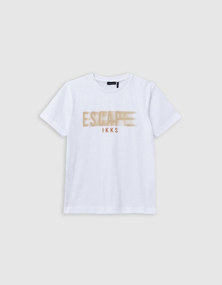 ikks T-shirt blanc coton bio à message garçon