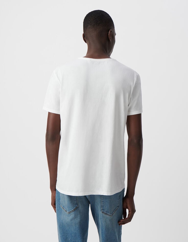 Ikks T-shirt Blanc Coton Bio Ange-guitariste Homme
