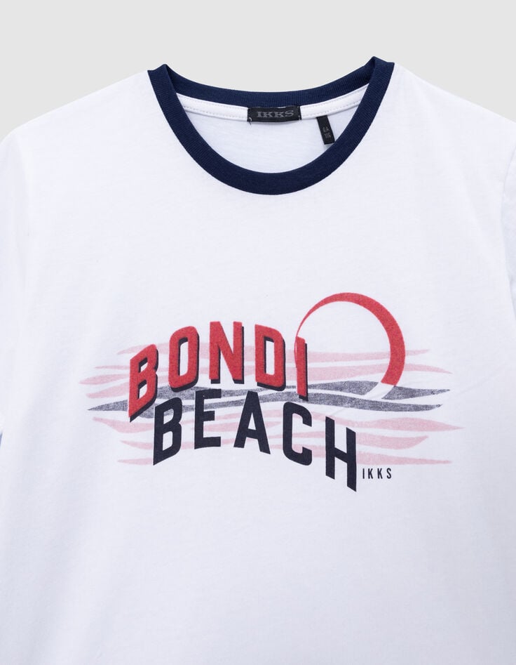 Ikks T-shirt Blanc Coton Bio Bondi Beach Garçon