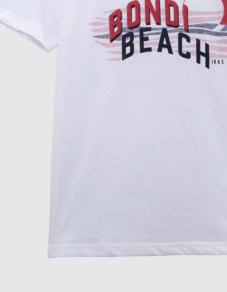 Ikks T-shirt Blanc Coton Bio Bondi Beach Garçon