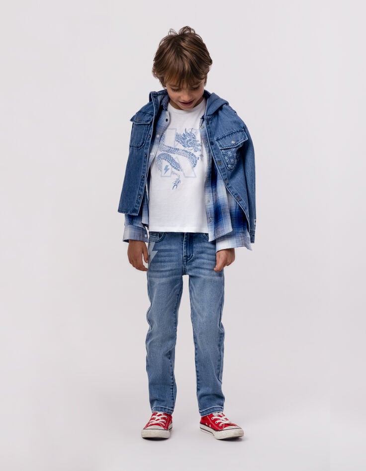 ikks T-shirt blanc coton bio dragon-K garçon