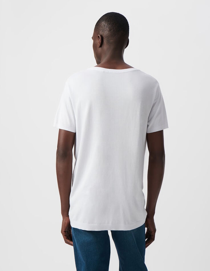 Ikks T-shirt Blanc Coton Modal Homme
