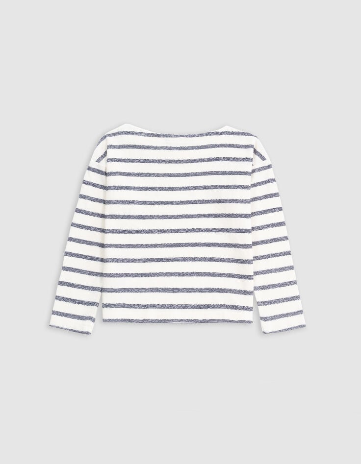Ikks T-shirt Blanc Esprit Marinière Brodée Fille