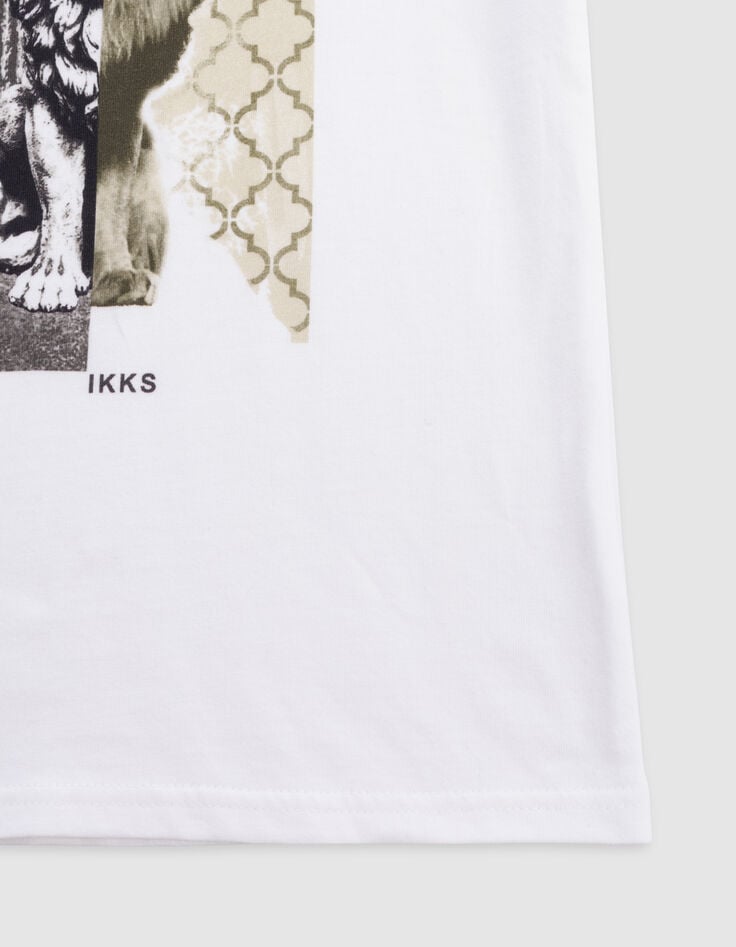 Ikks T-shirt Blanc Visuel Lion Garçon