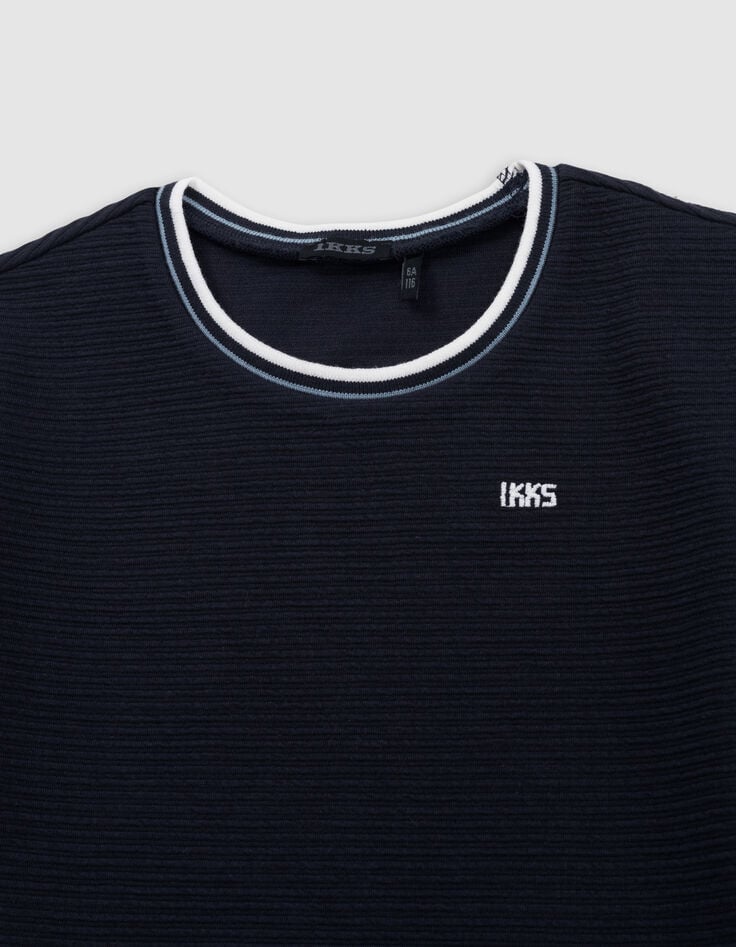 Ikks T-shirt Bleu Avec Rayures En Relief Garçon