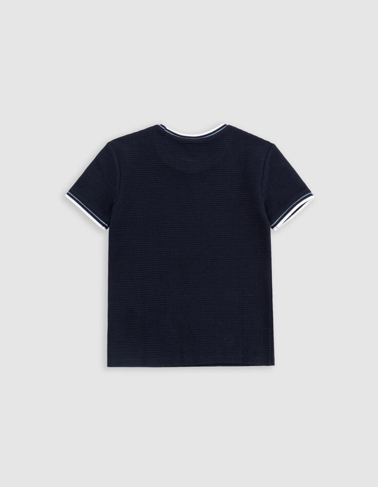 Ikks T-shirt Bleu Avec Rayures En Relief Garçon