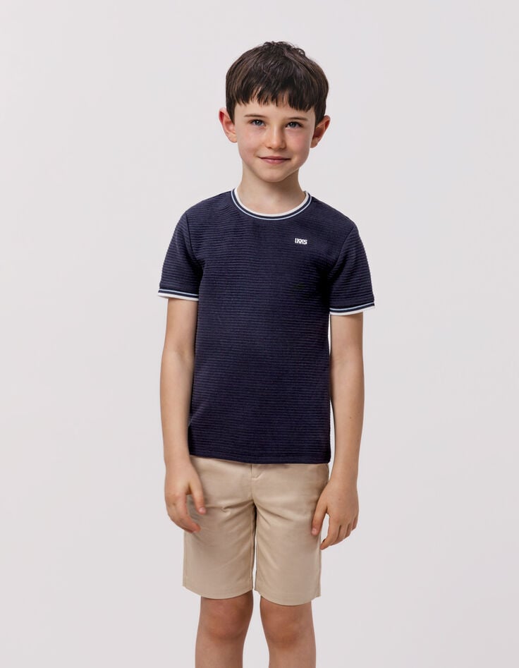 ikks T-shirt bleu avec rayures en relief garçon
