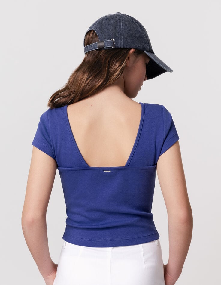 ikks T-shirt bleu décolleté dos fille