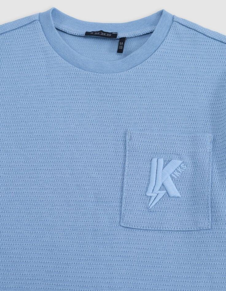 Ikks T-shirt Bleu Jacquard Poche Brodée Garçon