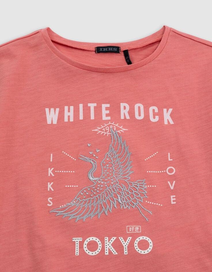 Ikks T-shirt Corail Coton Bio Oiseau Silver Fille