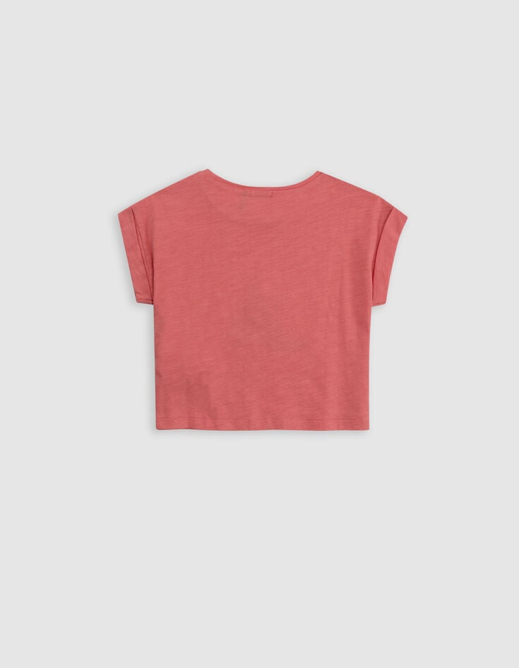 Ikks T-shirt Corail Coton Bio Oiseau Silver Fille