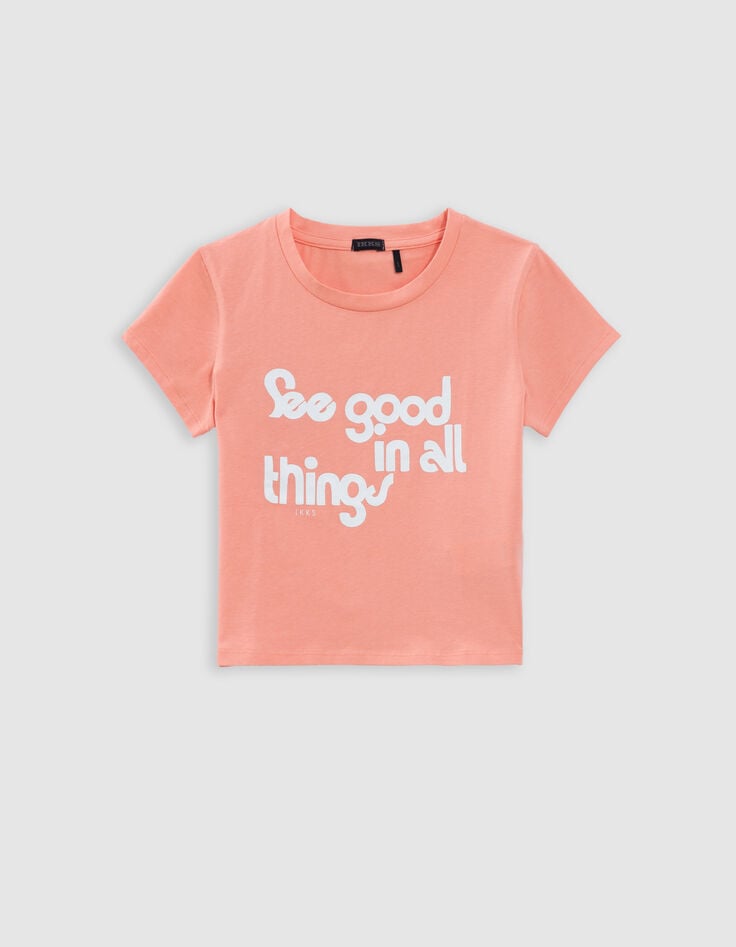 ikks T-shirt corail forme cropped fille