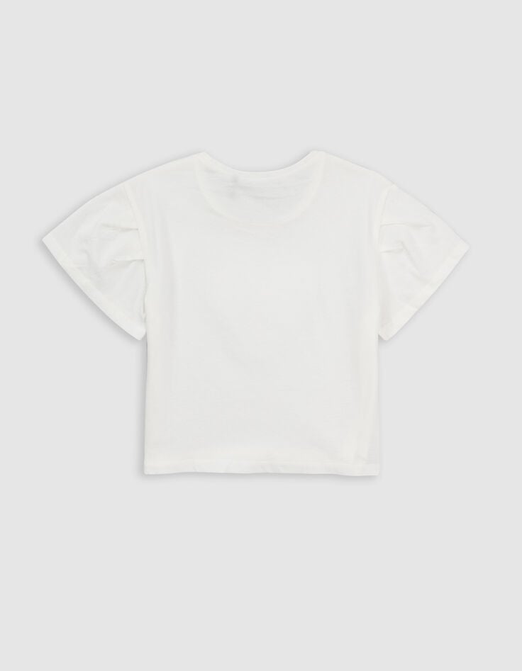 Ikks T-shirt écru Coton Bio Coeur En Relief Fille