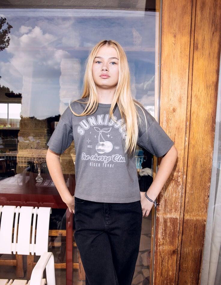 Ikks T-shirt Gris Coton Bio Manches Courtes Fille