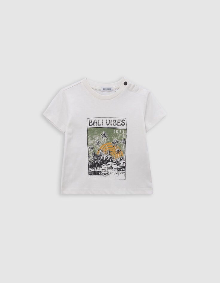 ikks T-shirt gris paysage balinais bébé garçon