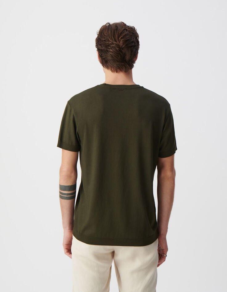 Ikks T-shirt Kaki Col Rond En Coton Modal Homme
