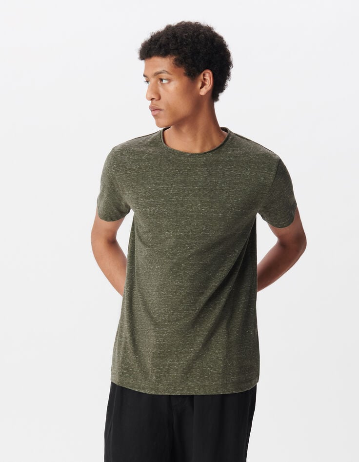 Ikks T-shirt Kaki Faux-uni Col Roulotté Homme