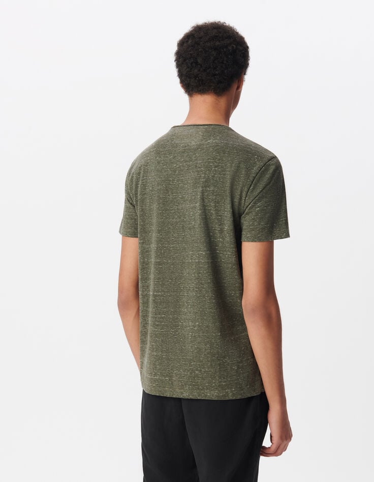 Ikks T-shirt Kaki Faux-uni Col Roulotté Homme