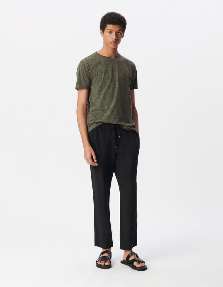 ikks T-shirt kaki faux-uni col roulotté Homme