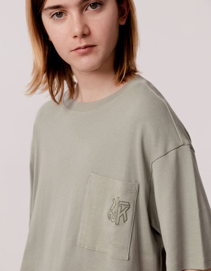 Ikks T-shirt Kaki Poche Plaquée Brodée Garçon