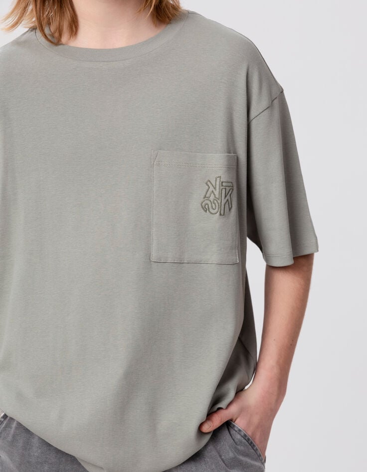 Ikks T-shirt Kaki Poche Plaquée Brodée Garçon