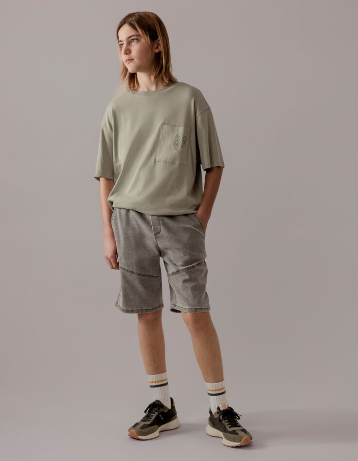 Ikks T-shirt Kaki Poche Plaquée Brodée Garçon