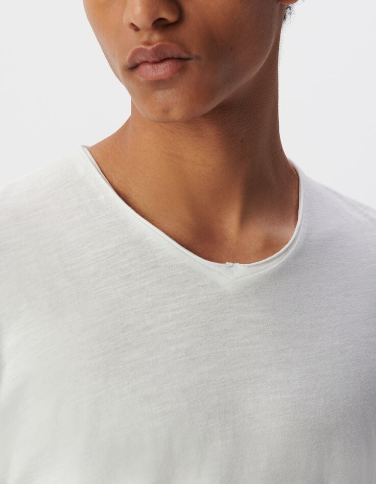 Ikks T-shirt L'Essentiel Blanc Col V Homme