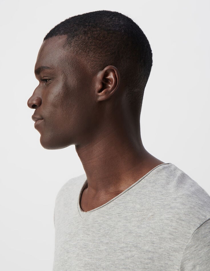 Ikks T-shirt L'Essentiel Gris Col V Homme