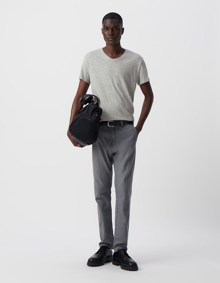 ikks T-shirt L'Essentiel gris col V Homme