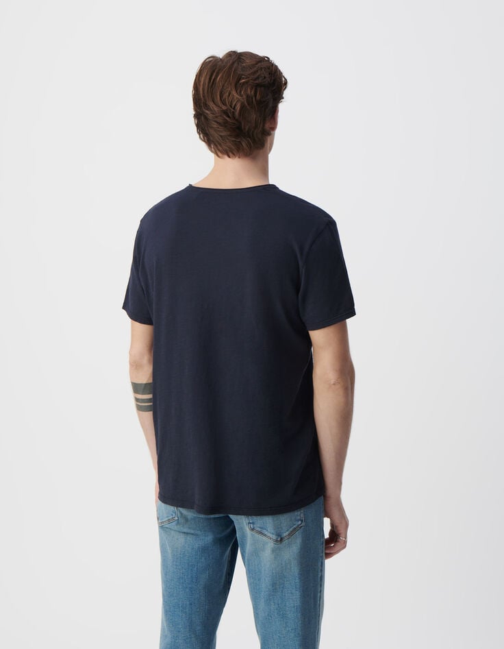 Ikks T-shirt L'Essentiel Marine Col V Homme