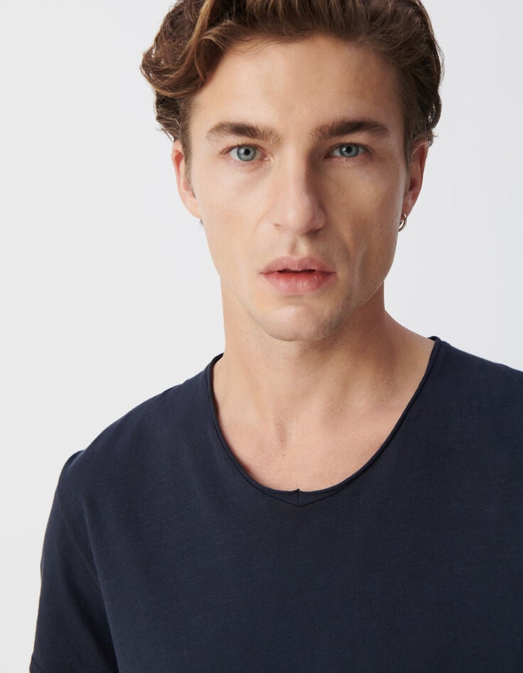 Ikks T-shirt L'Essentiel Marine Col V Homme