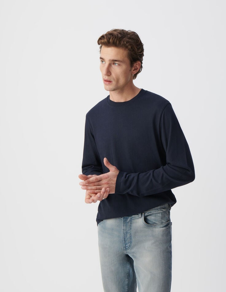 Ikks T-shirt Marine à Manches Longues Homme