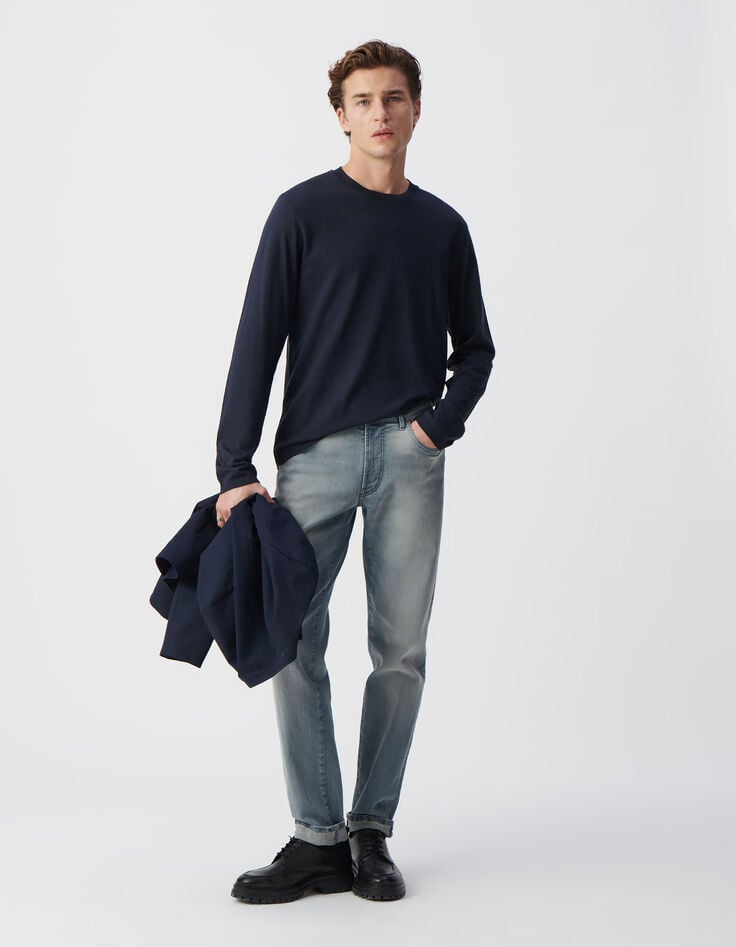 Ikks T-shirt Marine à Manches Longues Homme