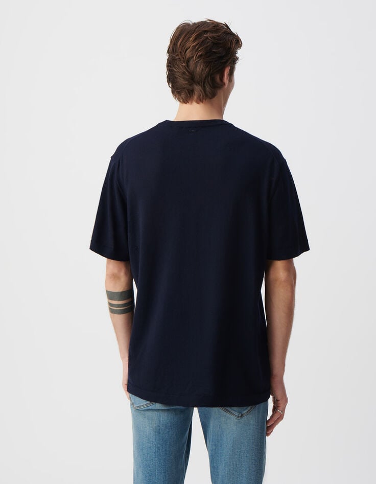 Ikks T-shirt Marine Tricot 100% Laine Homme