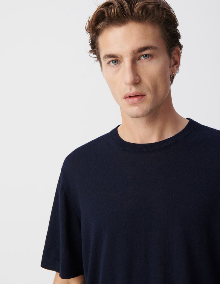 Ikks T-shirt Marine Tricot 100% Laine Homme