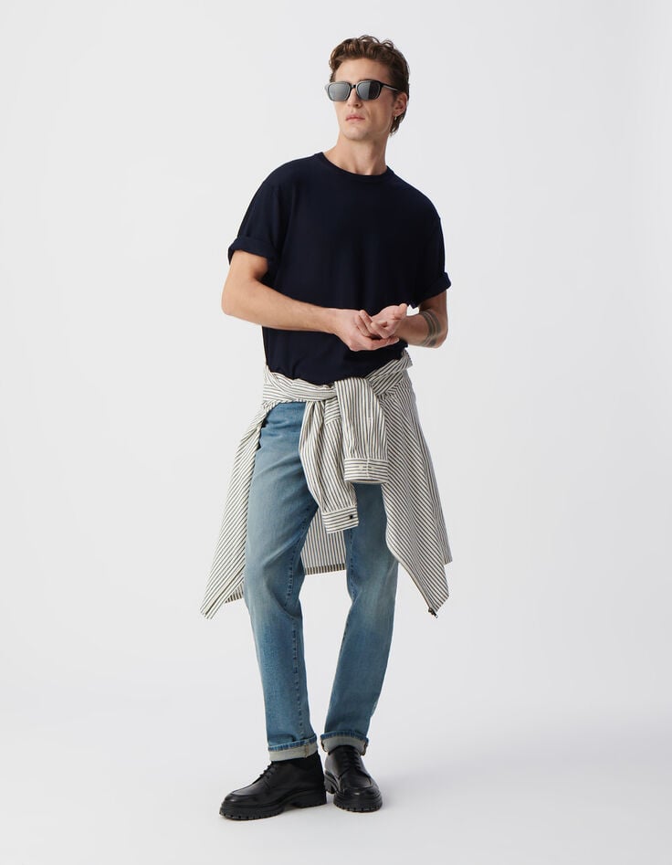 ikks T-shirt marine tricot 100% laine Homme