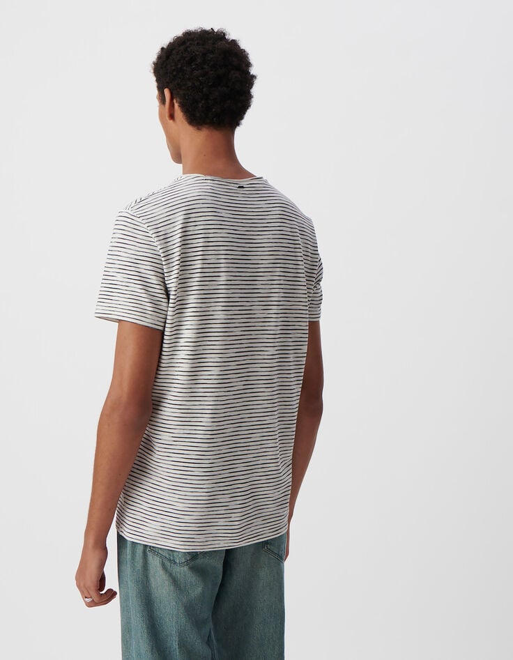 Ikks T-shirt Marinière Blanc Rayures Marine Homme