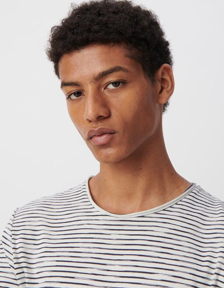 Ikks T-shirt Marinière Blanc Rayures Marine Homme