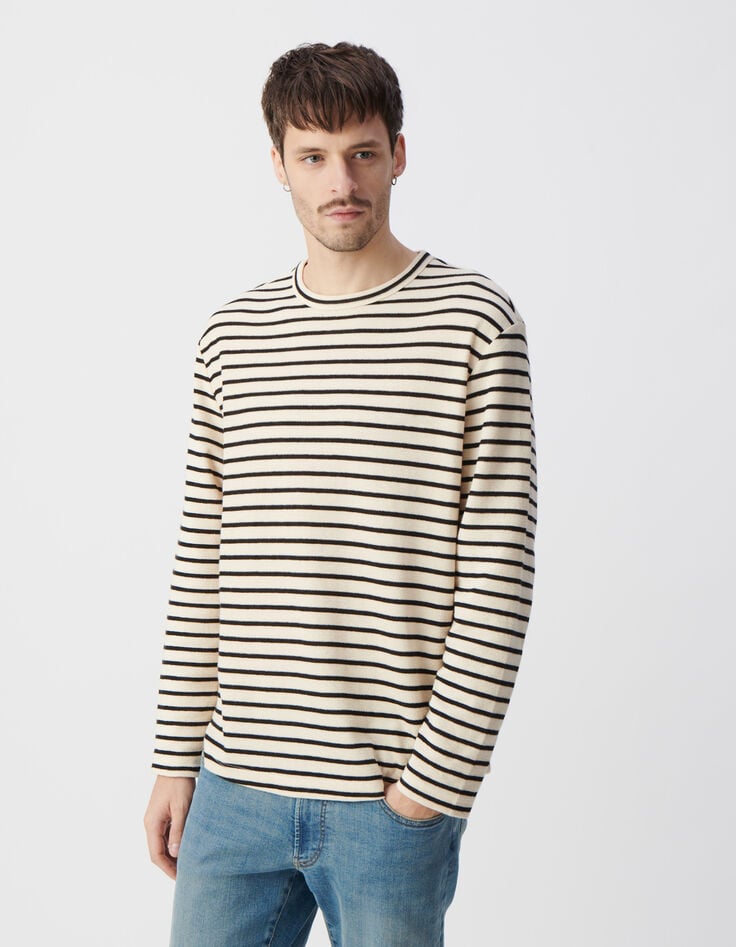 Ikks T-shirt Marinière Rayé Noir Broderie Homme