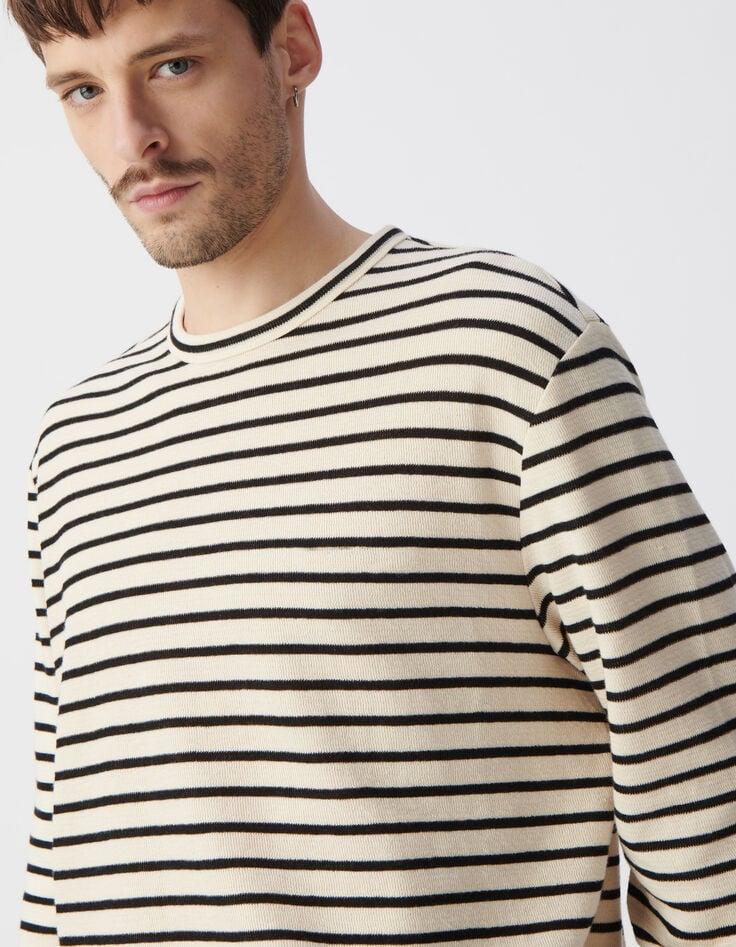 Ikks T-shirt Marinière Rayé Noir Broderie Homme